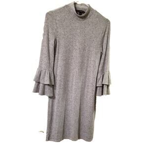 LN - WHBM Career Casual Tiered Bell Sleeve Light Gray Sweater Knit Women's XXS
